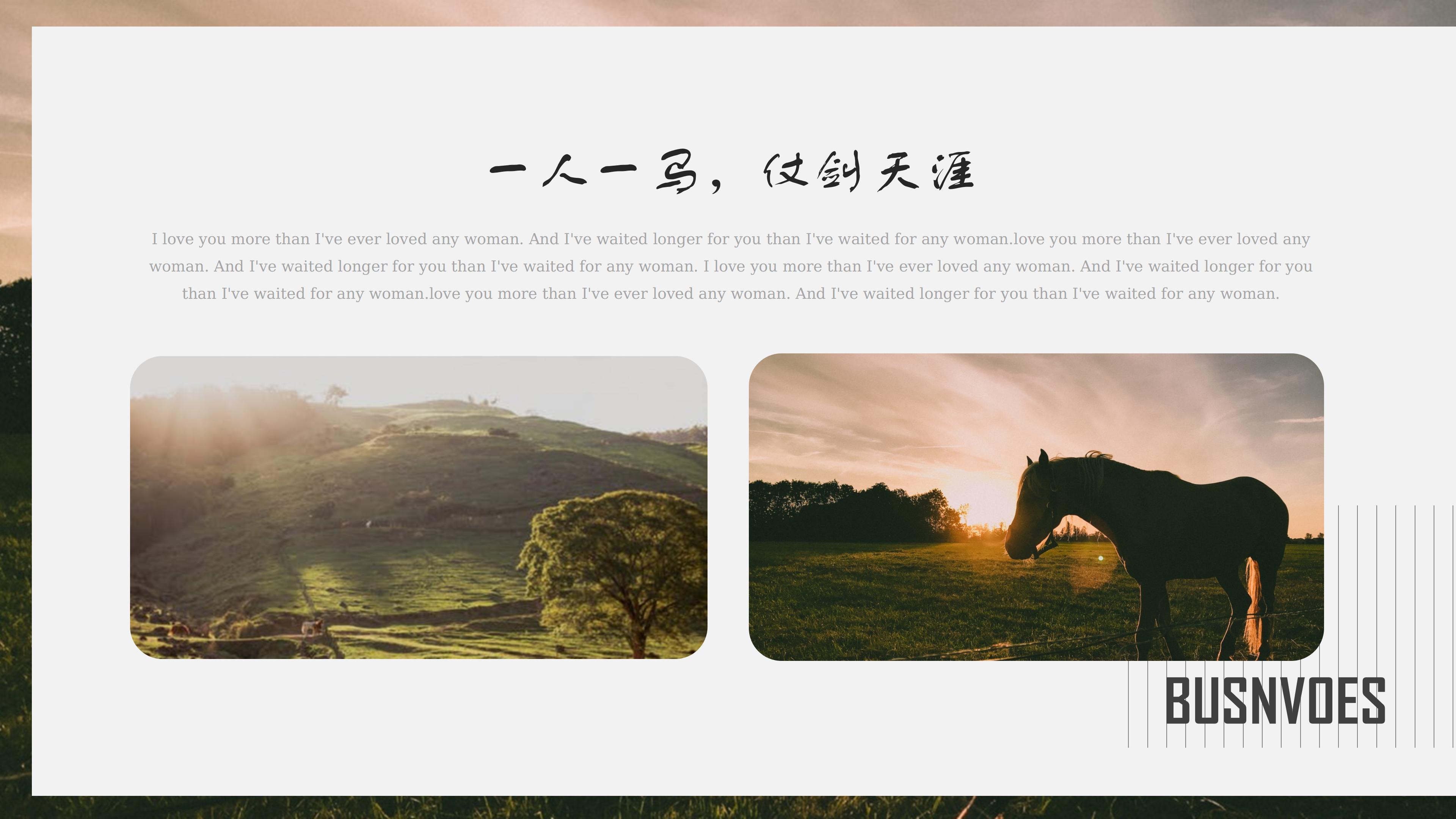 “一人一马仗剑天涯”通用商务汇报PPT模板下载