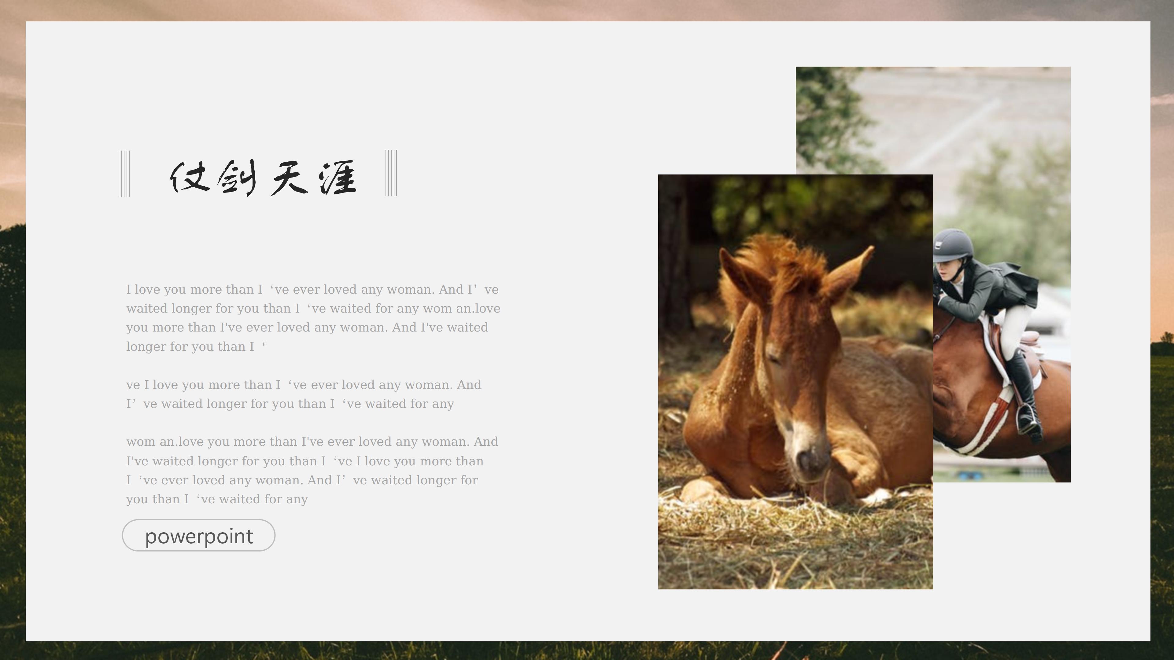 “一人一马仗剑天涯”通用商务汇报PPT模板下载