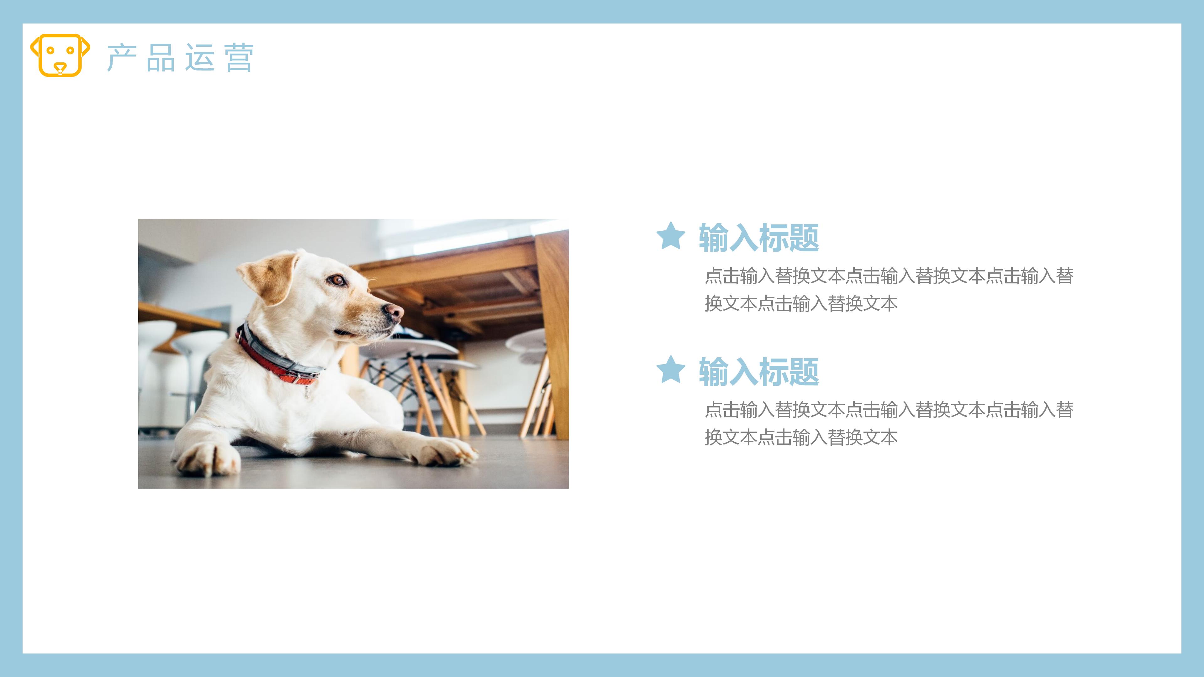 宠物狗狗背景的杂志风宠物店介绍PPT模板