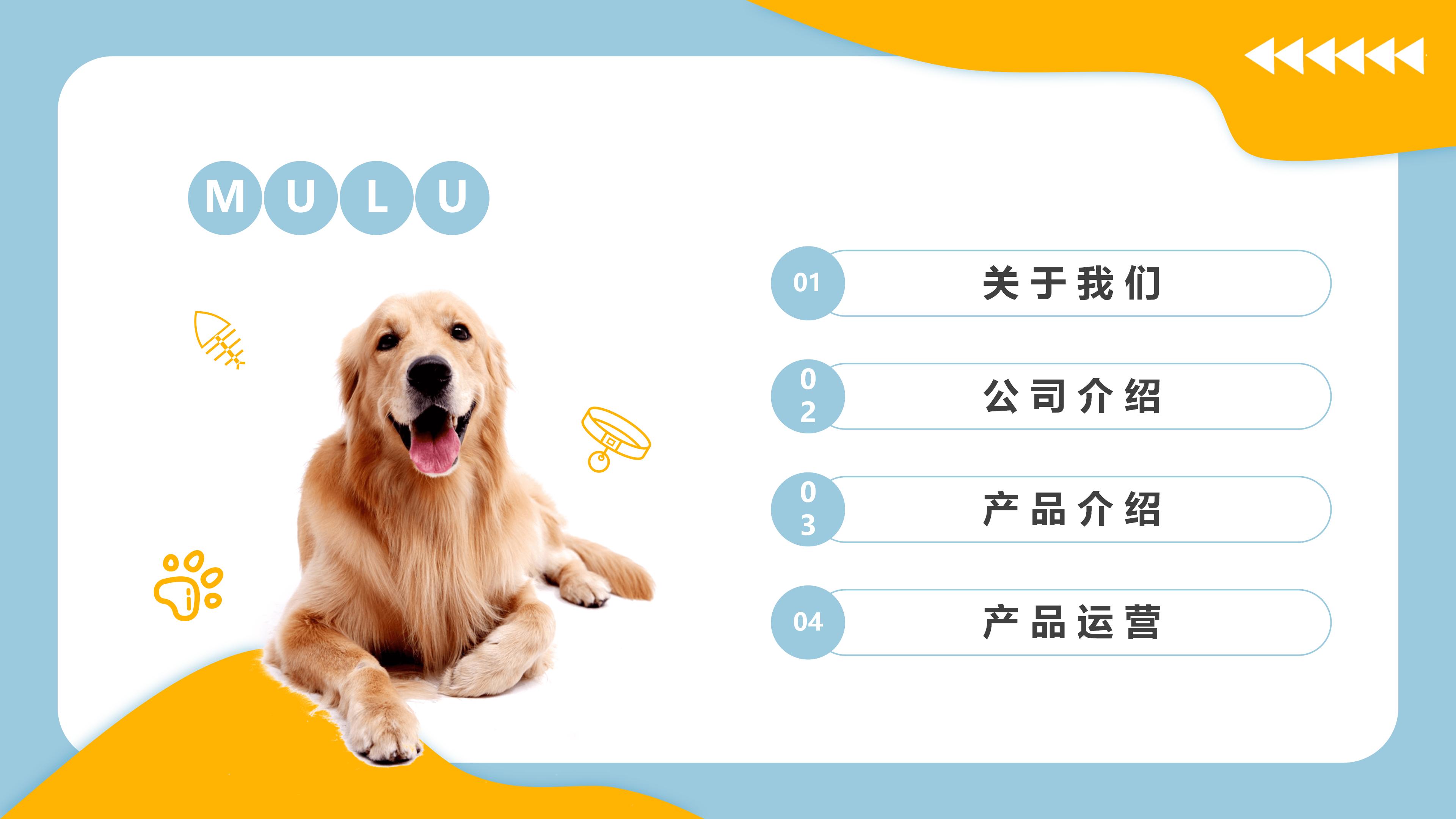 宠物狗狗背景的杂志风宠物店介绍PPT模板